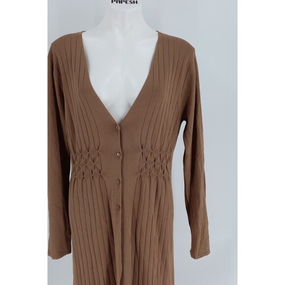 Coldwater Creek Women Size Medium Brown Knit Button Sweater Dress - Picture 7 of 9